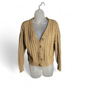 Cupcakes & Cashmere Tan Cable Knit Women's Sweater
